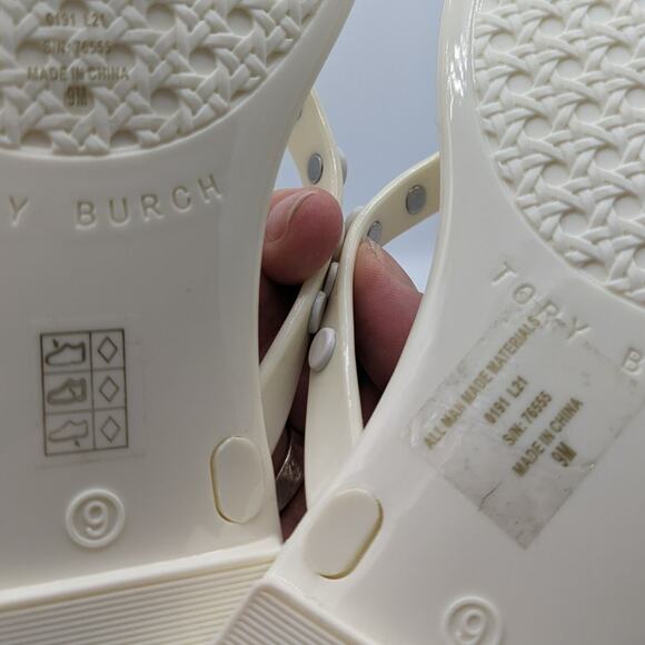 Tory Burch Jelly Studded Thongs New Ivory Color White Studs NWOT 9M - Picture 7 of 11